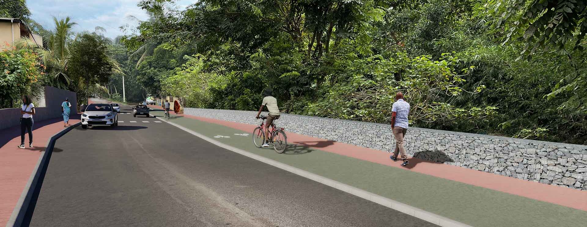 Perspective 3D de la route départementale 3 à Passamaïnty