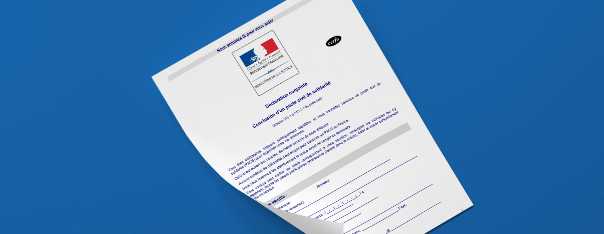 Déclaration conjointe de conclusion d’un pacte civil de solidarité