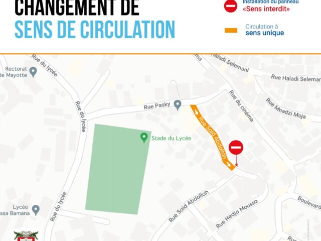 Plan de la modification du sens circulation de la rue Saïd Abdallah à Mamoudzou - Agrandir l'image, fenêtre modale