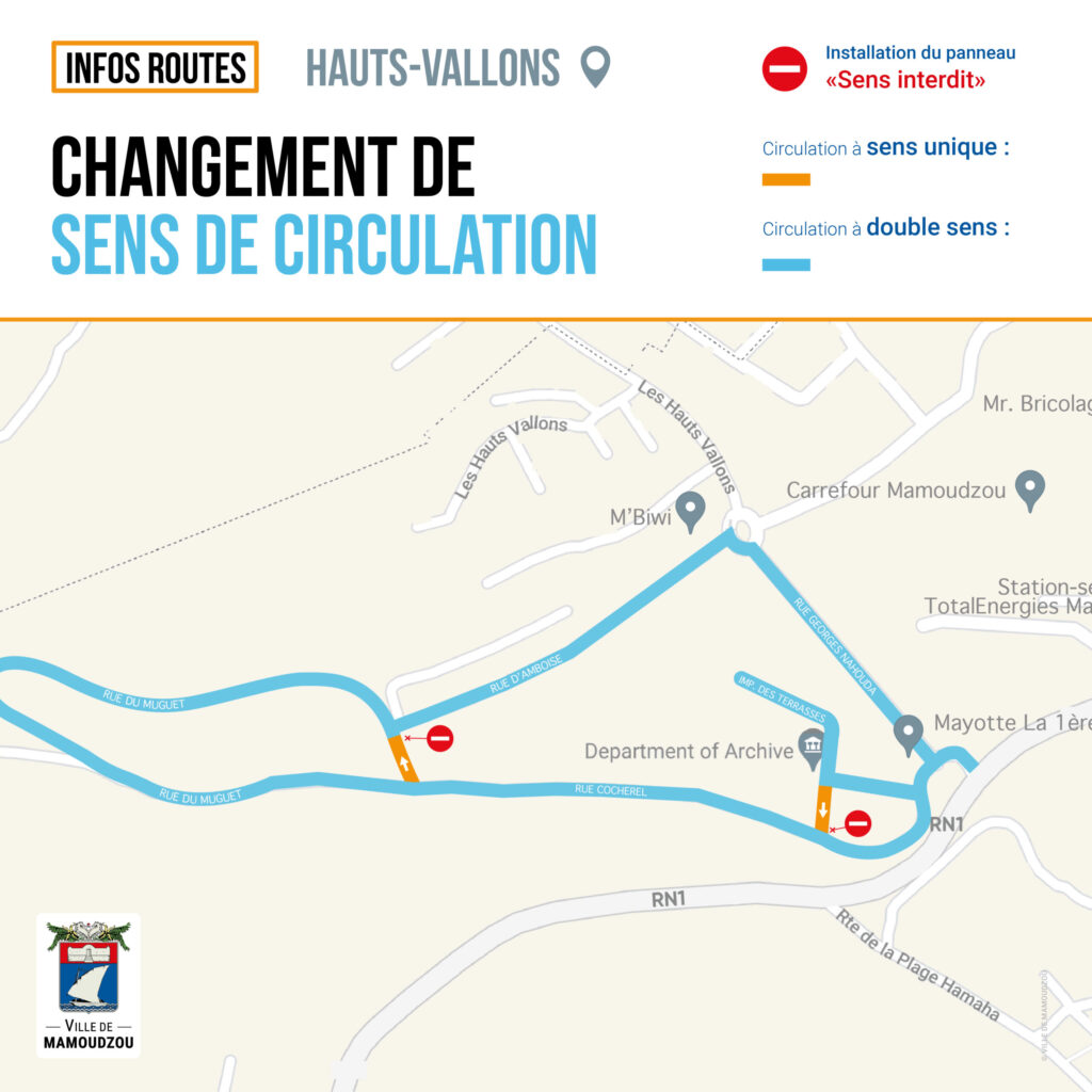 Plan de la modification du sens de circulation de la rue Amboise aux Hauts-Vallons - Agrandir l'image, fenêtre modale