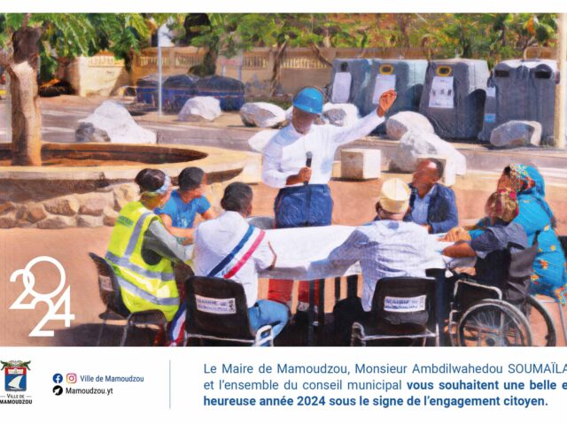 Affiche des voeux du maire de Mamoudzou pour l'année 2024 - Agrandir l'image, fenêtre modale