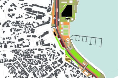 Schéma d'intégration du scénario 1 de l'aménagement du front de mer de Mamoudzou - Agrandir l'image 1 sur 3, fenêtre modale