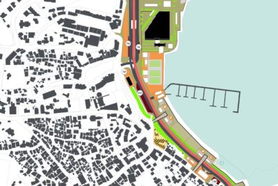 Schéma d'intégration du scénario 2 de l'aménagement du front de mer de Mamoudzou - Agrandir l'image 1 sur 3, fenêtre modale