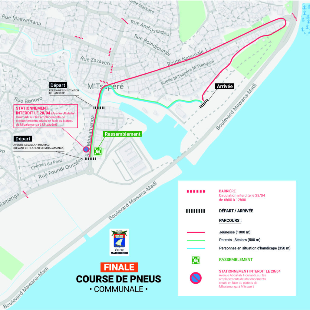 Circuits de la course de pneus communale 2024 à M'tsapéré. - Agrandir l'image, fenêtre modale