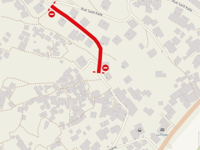 Tronçon de la rue Madi M'ché concerné par des travaux de voirie - Agrandir l'image, fenêtre modale