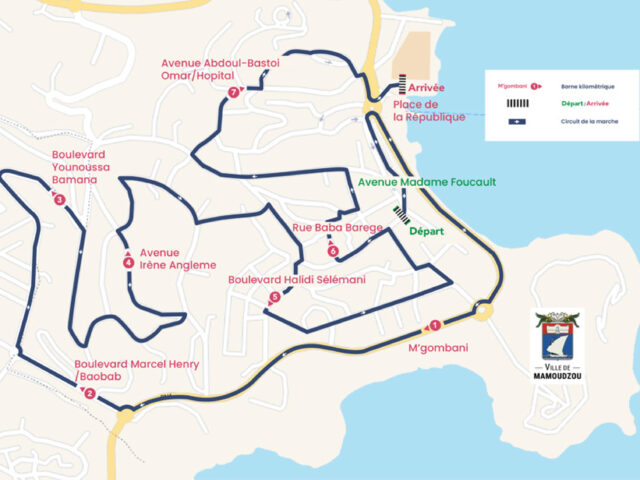 Circuit de la marche nocturne organisée dans le cadre de Mamoudzou en flamme - Agrandir l'image, fenêtre modale