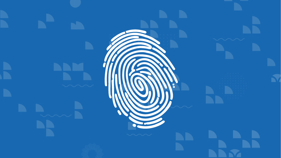pattern empreinte digitale sur fond bleu