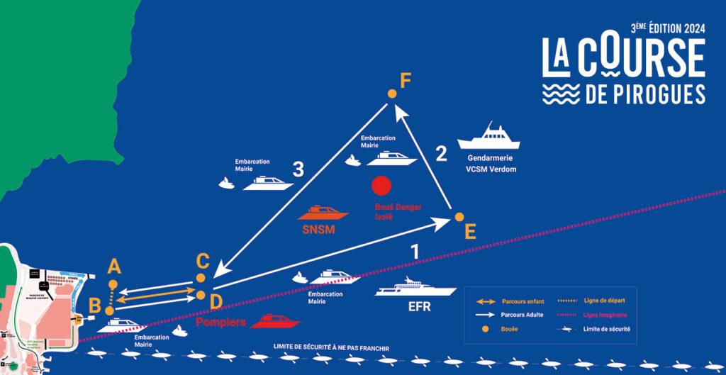 Plan des circuits de la course de pirogues organisée par la Ville de Mamoudzou - Agrandir l'image, fenêtre modale