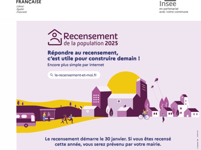 Recensement de la population 2025 Répondre au recensement, c'est utile pour construire demain ! Encore plus simple par internet sur le-recensement-et-moi.fr. Le recensement démarre le 30 janvier. Si vous êtes recensé cette année, vous serez prévenu par votre mairie. - Agrandir l'image, fenêtre modale