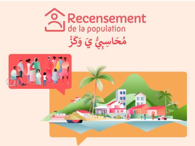Affiche. Recensement de la population. Vos réponses aujourd'hui pour construire Mayotte demain. Le recensement démarre le 27 novembre 2025. le-recensement-et-moi.fr - Agrandir l'image, fenêtre modale
