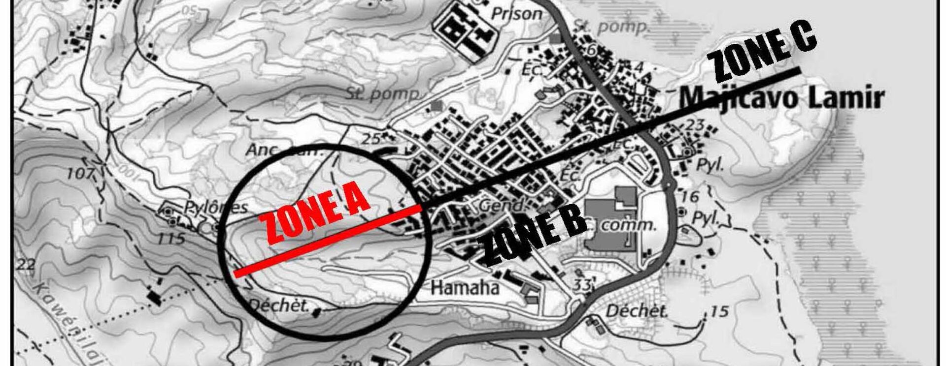 Plan de matérialisation - Limites administratives Mamoudzou-Koungou - ZONES A B C
