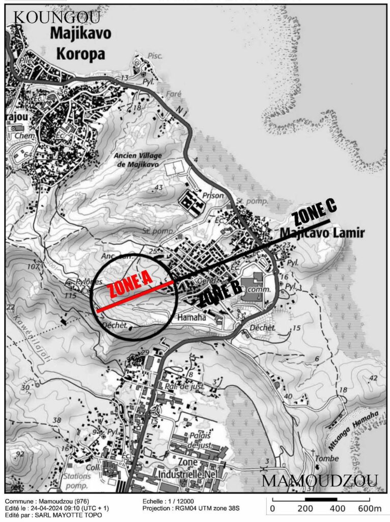 Plan de matérialisation - Limites administratives Mamoudzou-Koungou - ZONES A B C - Agrandir l'image, fenêtre modale