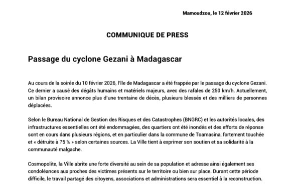 COMMUNIQUE DE PRESS Passage du cyclone Gezani à Madagascar - Agrandir l'image, fenêtre modale