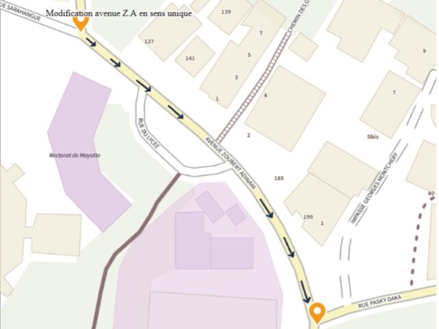 Plan de circulation de l'avenue Zoubert Adinani - Agrandir l'image, fenêtre modale