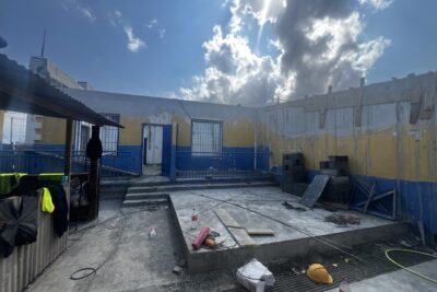 Chantier du bâtiment du CCAS, vue au sol - Agrandir l'image 1 sur 3, fenêtre modale