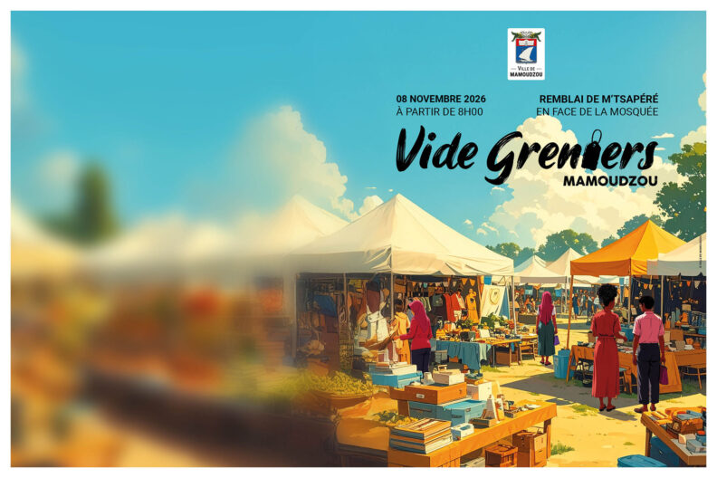 Vide-greniers, le 08 NOVEMBRE 2026 À PARTIR DE 8H00, sur le REMBLAI DE M’TSAPÉRÉ en face de la mosquée